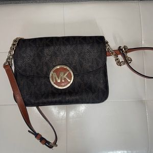 Michael Kors Black and Brown Crossbody Bag